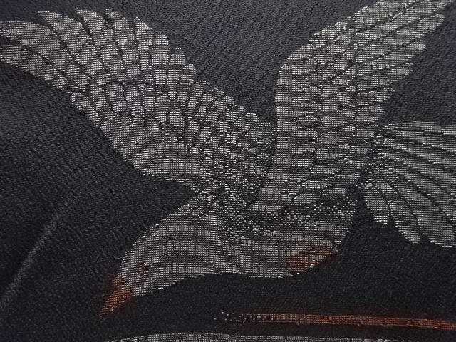 JAPANESE KIMONO / ANTIQUE LACQUER / DOVE PATTERN WOVEN HAZE HAORI